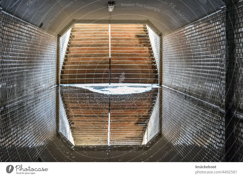 tunnel Tunnel Wasser Treppe Spiegelung Architektur Unterführung dunkel Stadt Wand