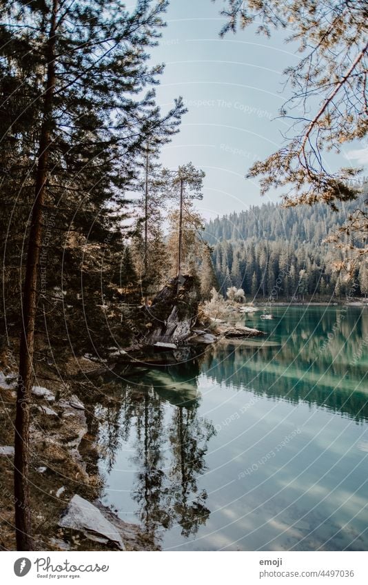 Caumasee, Graubünden, Schweiz Natur tourismus schönes wetter sommer blauer himmel bergsee Ausflug Ferien & Urlaub & Reisen grün caumasee graubünden wald bäume