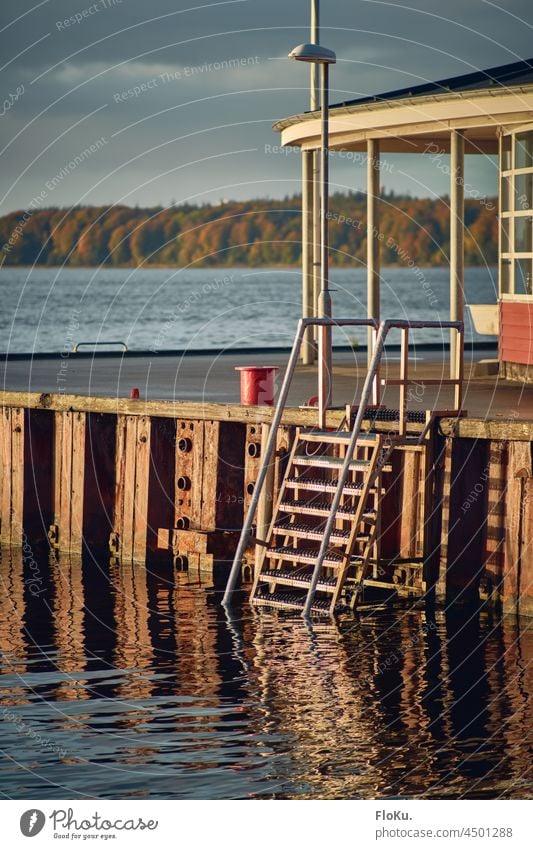 Badestelle an der Flensburger Förde Wasser See Seeufer Meer Ostsee Herbst Wellen Wasseroberfläche Küste Farbfoto Natur Außenaufnahme Horizont Menschenleer