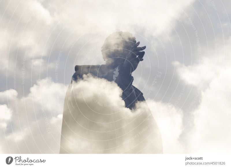 Wissen in den Wolken Denkmal Statue Skulptur historisch Doppelbelichtung Reaktionen u. Effekte Silhouette Surrealismus Gestik Albrecht Daniel Thaer Experiment