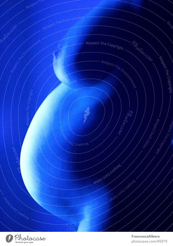 Bauch in Blau schwanger Frau nackt Erotik dick Mutter blau Brust