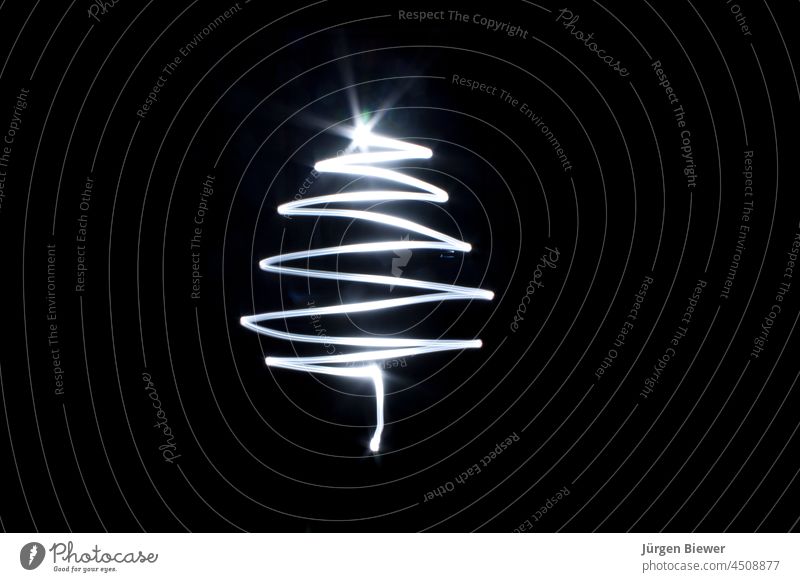 Weihnachtsbaumzeichnung in Langzeitbelichtung Jahr durchsichtig Grafik u. Illustration Feiertag neu Licht dekorativ Glück Bändchen Eleganz schön modern Vektor