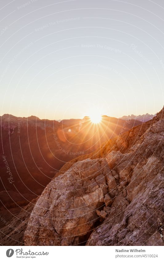 Sonnenaufgang auf Poppekanzel Sonnenuntergang Sonnenlicht Landschaft Rosengarten Dolomiten Berge u. Gebirge Außenaufnahme Natur Farbfoto Alpen Menschenleer