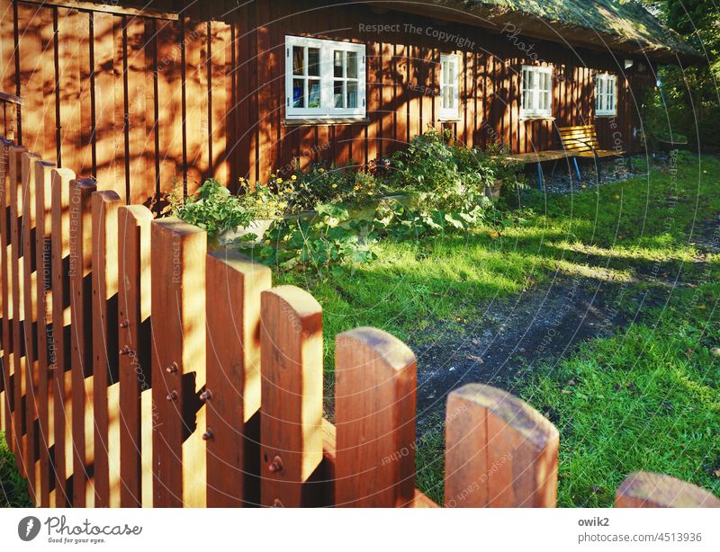 Ein Traum in Faluröd rote Hütte Bootshaus hölzern Gebäude Fassade Fenster Holz alt Farbfoto leuchtende Farben Idylle Außenaufnahme Nahaufnahme Detailaufnahme