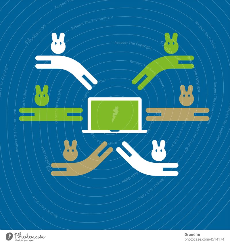 Schneller Computer Grafik u. Illustration Lifestyle einfach Technik & Technologie Laptop Hände Kaninchen Vorrichtungen