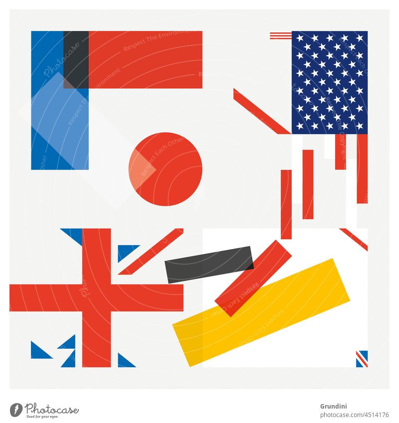 G5 Grafik u. Illustration Lifestyle einfach Flaggen Europa Weltbühne Politik & Staat