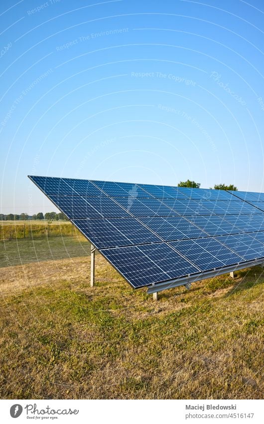 Bild von Solarmodulen auf einem Feld, selektiver Fokus. Sonnenkollektor Panel solar Öko Natur Technik & Technologie blau Energie Photovoltaik alternativ