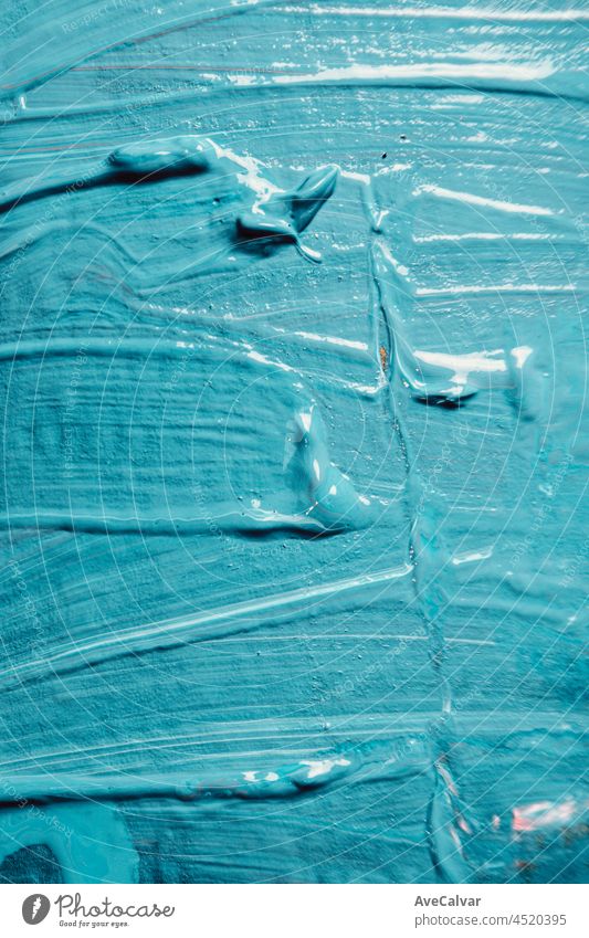 Bunte Hintergrund von Acrylfarbe Tropfen Textur in gesättigten blauen Farbe, Kopie Raum, Banner Hintergrund Kreativität bunt abstrakt künstlerisch Erdöl Vorlage