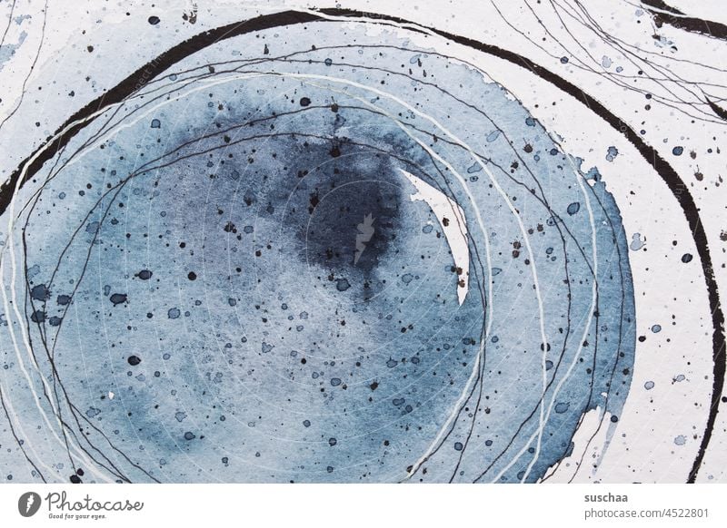 kreise und blaue farbe Kreise Gekritzel Farbe Spritzer Farbspritzer Papier Kunst Therapie abstrakt Kreativität Inspiration Hintergrundbild Strukturen & Formen