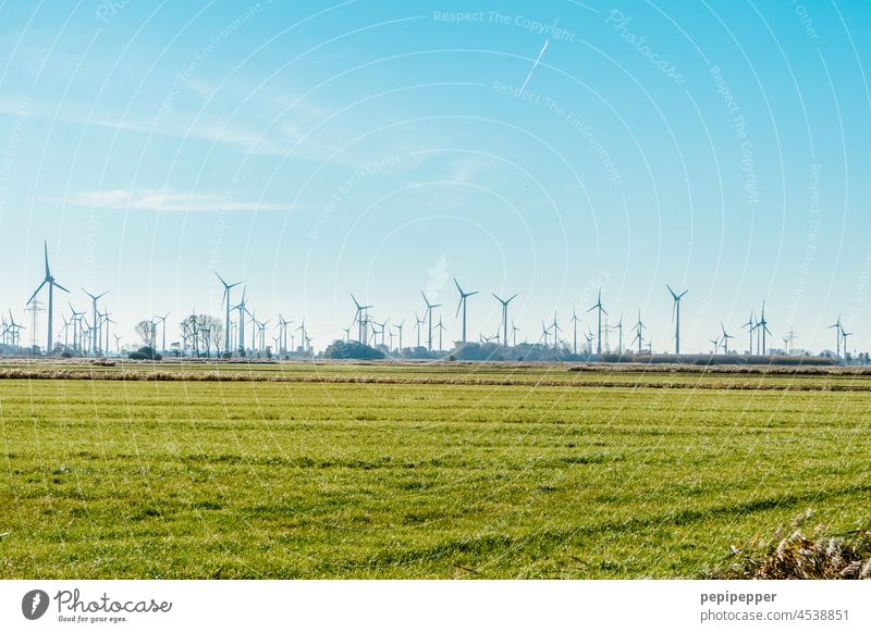 Windpark an der Nordseeküste Windparkanlage Windkraftanlage Energie Erneuerbare Energie Energiewirtschaft Himmel Elektrizität ökologisch alternativ