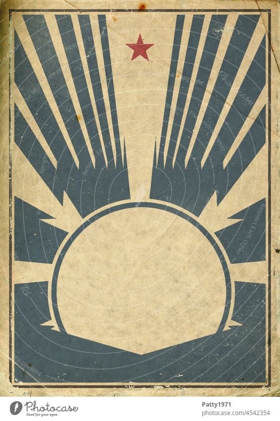 Retro Revolution Propaganda Poster. Stilisierte Sonnestrahlen auf grunge Papier Hintergrund Plakat retro hintergrund Grunge Grafik u. Illustration Widerstand