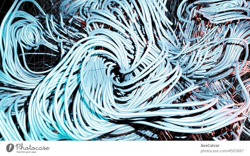 3d-Rendering. Abstrakte Skulptur Hintergrund rendern abstrakt Locken Flüssigkeit Linien Wissenschaft Verwirbelung winken Bewegung Tapete Element