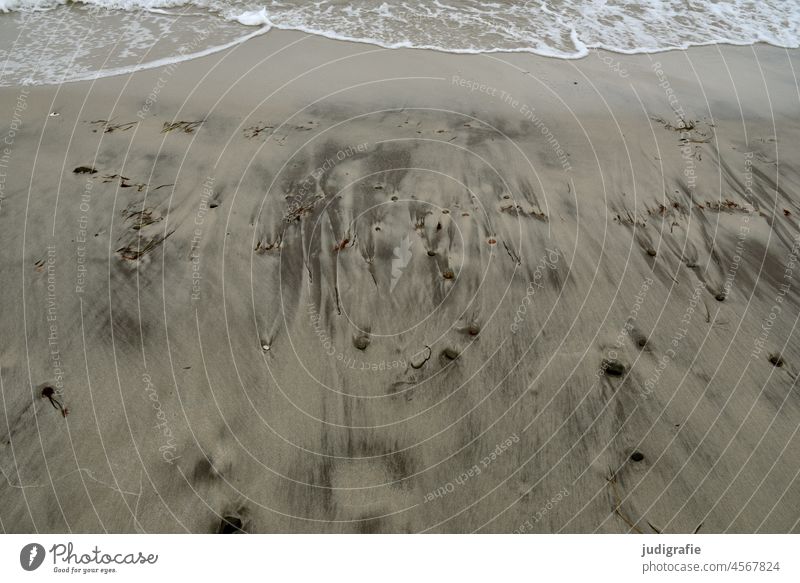 Strand Sand Ostsee Wasser Küste Natur Meer Ferien & Urlaub & Reisen struktur Muster Wellen muscheln Steine nass Hintergrund