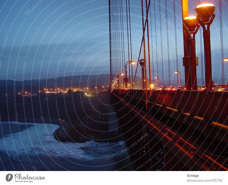 Golden Gate Golden Gate Bridge Nacht Langzeitbelichtung San Francisco Kalifornien Licht Brücke Wasser Abend