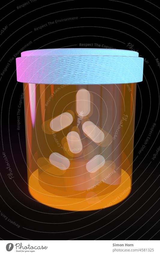 Pillendose – Medizin Tabletten Illustration Grafik u. Illustration Medikament Gesundheit Krankheit Behälter u. Gefäße Tablettendose Dosis Sucht Antibiotikum