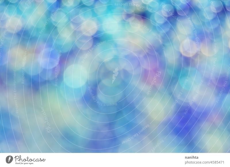 Schöne Bokeh abstrakten Hintergrund blau Farbe hell Licht Unschärfe defokussiert verträumt Form Textur Muster Design Glanz