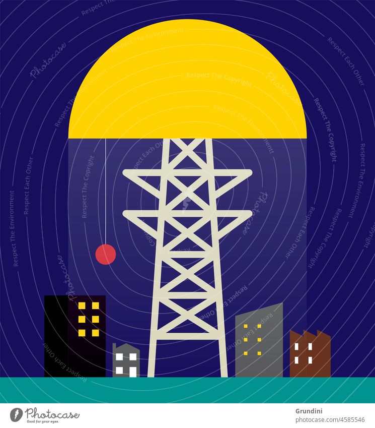 Elektrizität Öko globale Erwärmung Klimawandel Energie Gestaltung von Informationen Dataviz Illustration Ökologie Infografik Strommast Stromversorgung