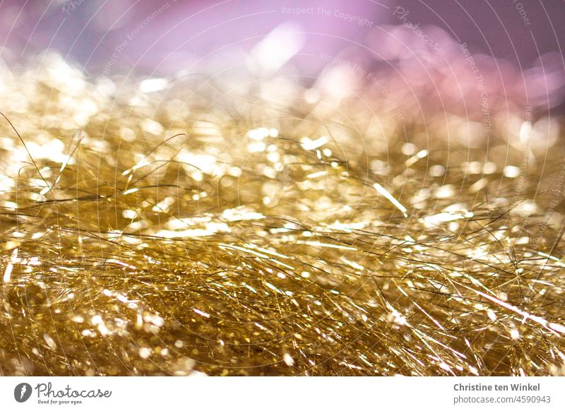 goldenes Glitzern Glitter glitzern glänzend funkeln Dekoration & Verzierung festlich abstrakt Schwache Tiefenschärfe Party Silvester Weihnachten & Advent