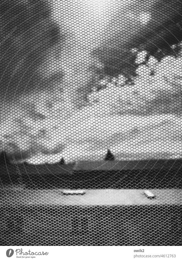 Aussichtsreich Schwarzweißfoto Totale Silhouette Kontrast Wabenmuster Kunststoff Schutz Gaze Strukturen & Formen Muster Fliegengitter sechseckig dünn