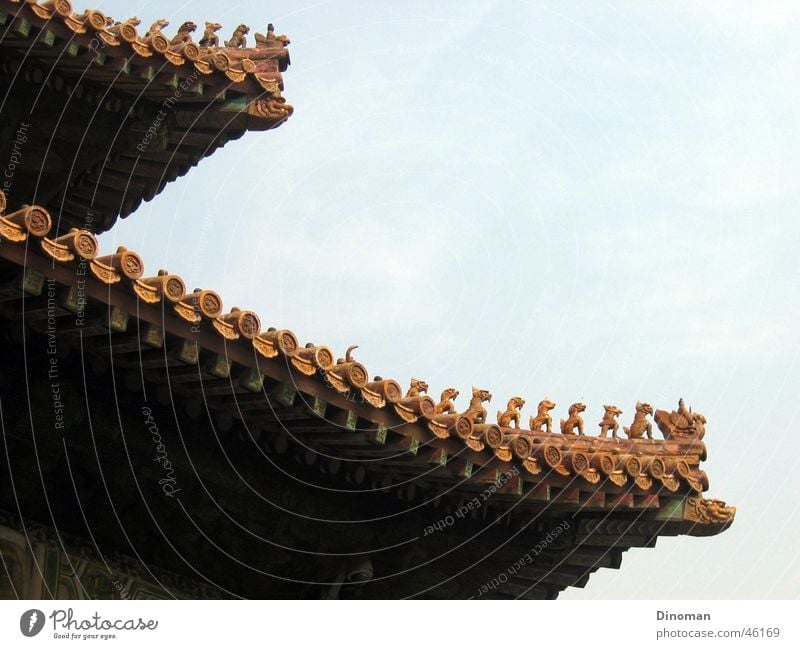 Dachgiebel in der verbotenen Stadt in Peking Tempel Palast Verbotene Stadt Schnitzereien schnitzen Backstein China Drache