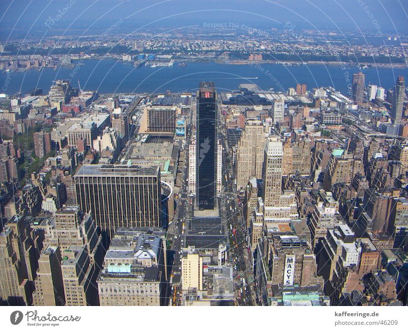 Blick vom Empire State Building New York City Manhattan New Jersey Hudson River Hochhaus Verkehr Beton Amerika Panorama (Aussicht) Straße hoch Fluss USA groß