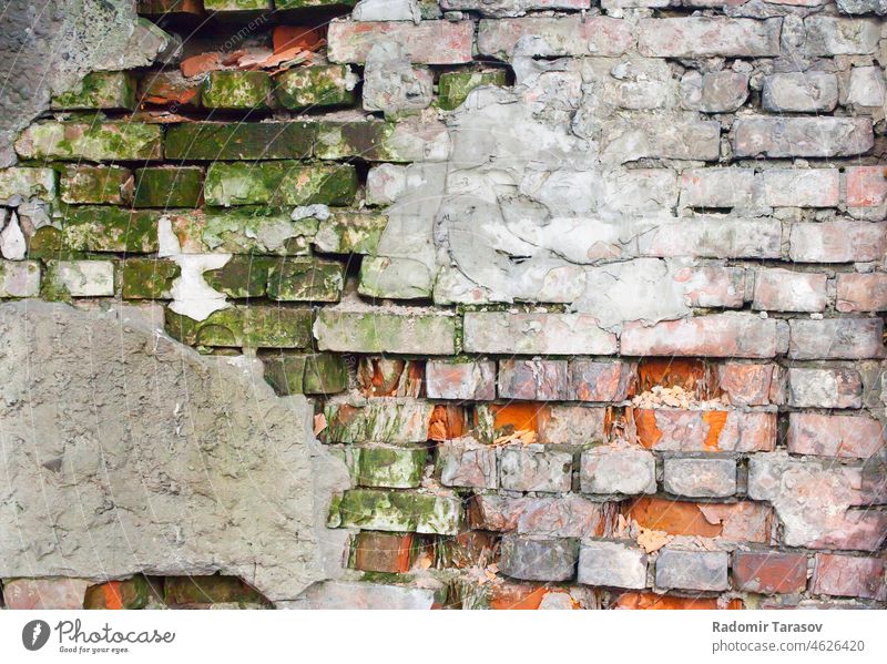 alte Backsteinmauer Beton Wand Grunge Baustein Verwesung Hintergrund gealtert Muster Architektur Textur zerstört geknackt Oberfläche Schiffswrack verwittert