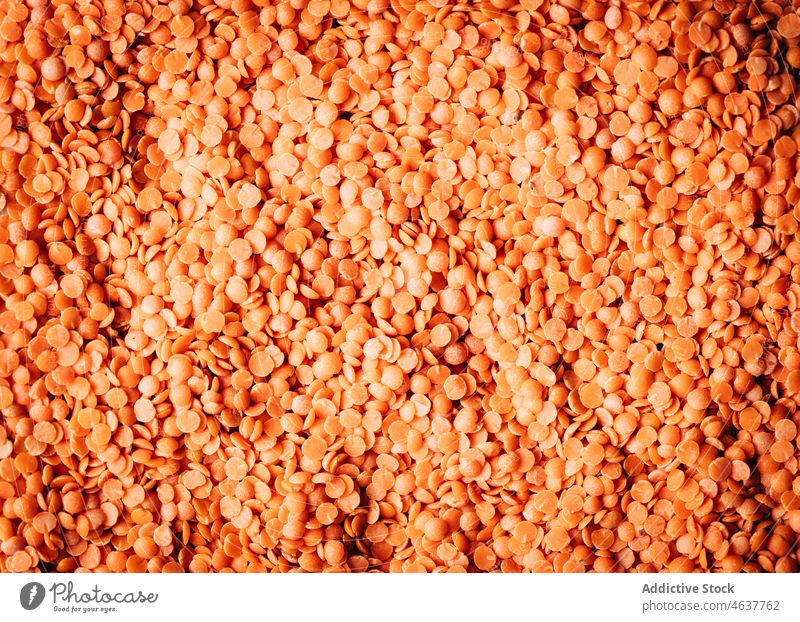 Ein Haufen gesunder roter Linsen Hintergrund Hülsenfrüchtler kulinarisch organisch Lebensmittel roh ungekocht Samen Produkt frisch natürlich Bestandteil Küche