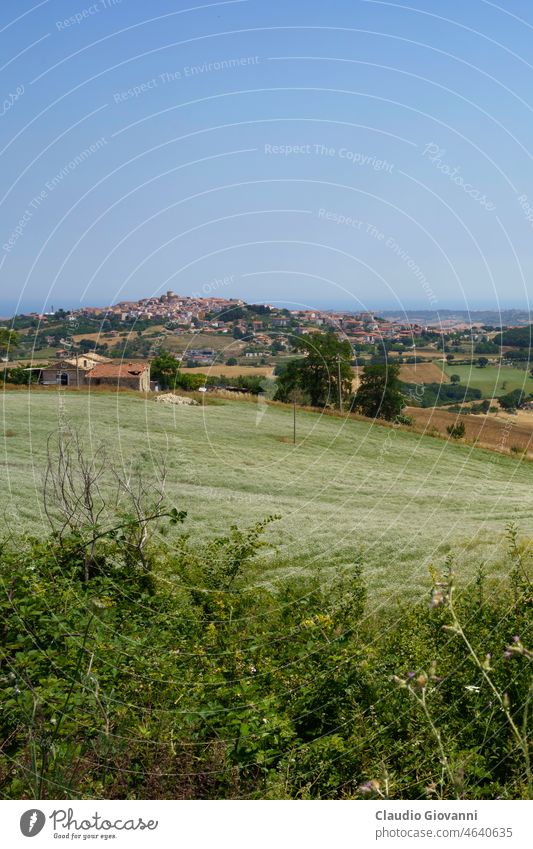 Landschaft in der Provinz Campobasso, Molise, Italien Hügel Juni Feld ländlich sonnig