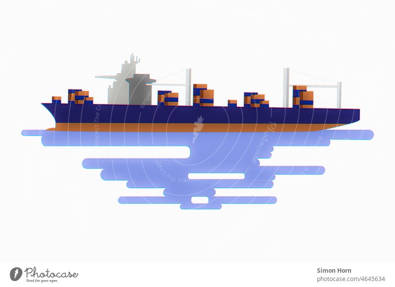 Illustration Containerschiff illustration Frachter Ware Handel transport Globalisierung Güterverkehr & Logistik Ladung Wirtschaft Schifffahrt Meer