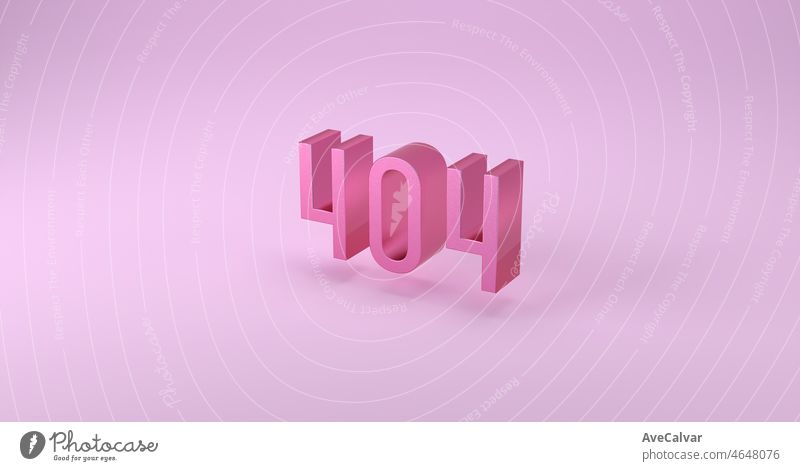404 Error 3d rosa Nachricht, schwimmende Schriftzug über rosa Hintergrund. Glänzendes Material Artwork Hintergrund 3D-Illustration, digitales Bild mit Kopie Raum