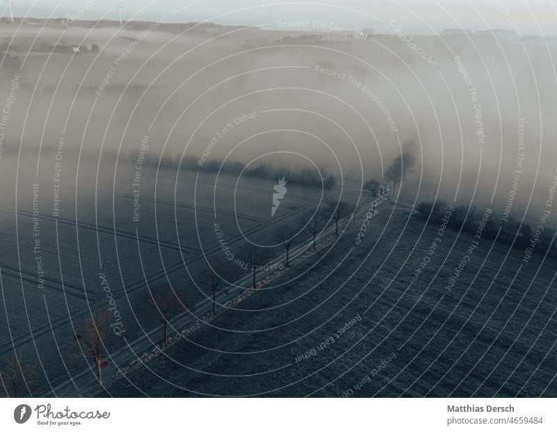 Nebelschwaden II Drohnenansicht Drohnenaufnahme Nebelschleier Nebelstimmung Landschaft Natur Außenaufnahme