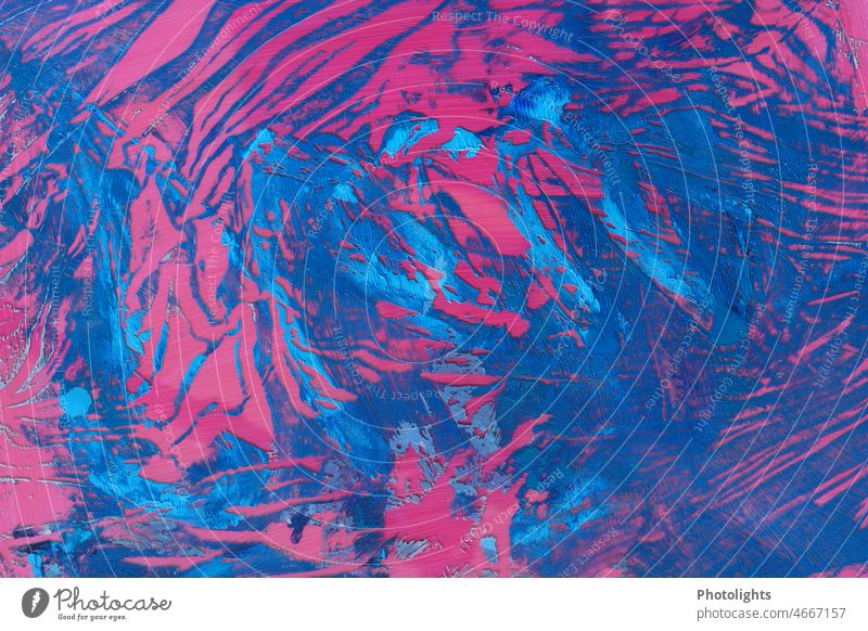 Abstrakte Farbmaserung in blau und pink rot Babyfarben Acrylfarbe abstrakt mehrfarbig Kunst Farbe Kreativität Farbfoto malen Muster rosa verlaufene Farbe Design