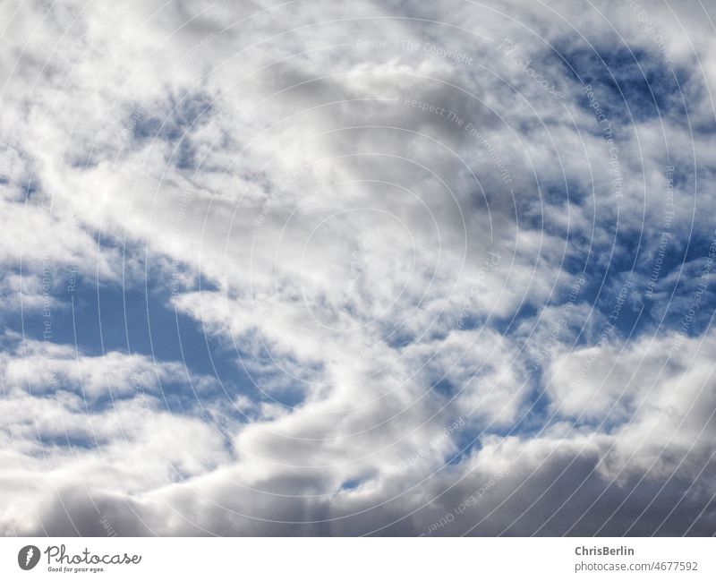 Himmel mit Wolken blick in den himmel blau Natur Frühling Licht Wolkenformation weiße Wolken weite Außenaufnahme Wolkenhimmel Wetter Klima Menschenleer