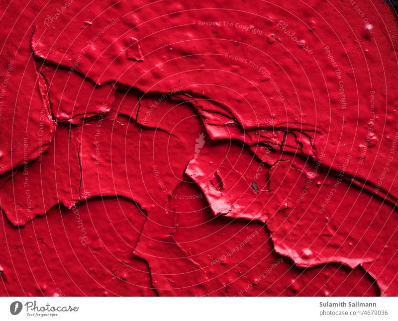 rote abgeplatze Farbschichten abstrakt Hintergrund Farbe Oberfläche abblätternde Farbe Textur texturiert Material Detailaufnahme Nahaufnahme Wand Struktur