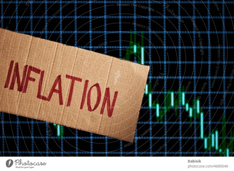 Konzept der Weltinflation Inflation Finanzen wirtschaftlich Krise Tabelle Grafische Darstellung USA Forex Börse Stilrichtung fallen signalisieren Risiko