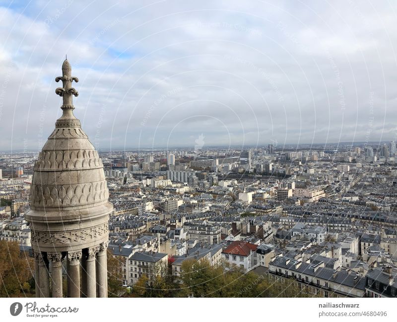 Paris Stadt Stadtzentrum Vogelperspektive von oben Aussicht Aussichtspunkt Aussicht genießen Dächer Fassade Wohngebiet Weite Blick von oben urban Einblick