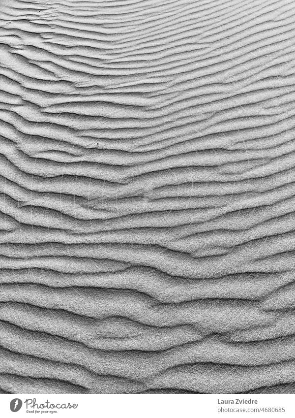 Der Wind verzaubert den Sand windig Sandstrand sandig Strand Natur Sandwellen Muster Muster in der Natur Außenaufnahme Hintergrund Ökologie Schwarzweißfoto