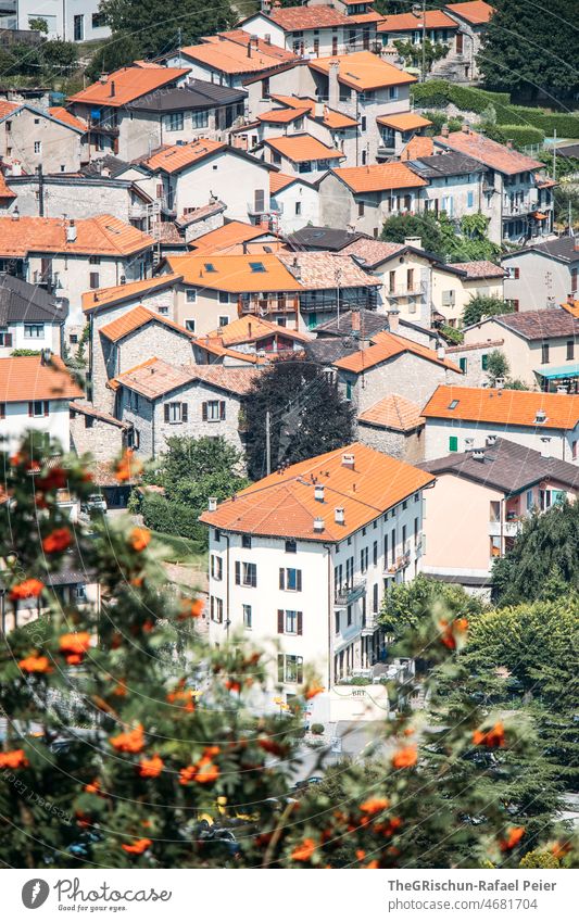 Schweizer Dorf Häuser Stadt dächer alt Architektur Gebäude Altstadt Dächer Tessin Fassade Menschenleer