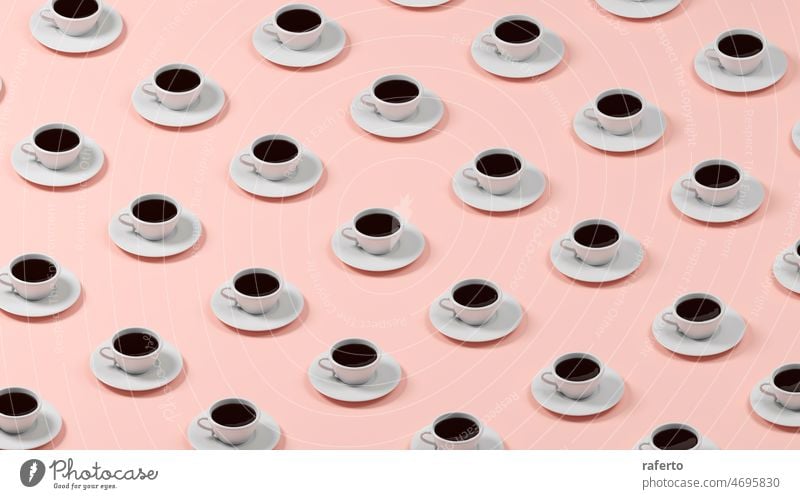 Ein isometrisches Bechermuster als 3D-Rendering Hintergrund heiß trinken Muster Frühstück Tasse lecker Heißgetränk dreidimensional warm bunt sehr wenige Pastell