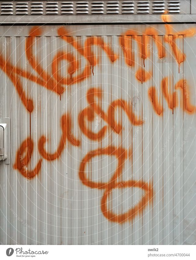 Rüffel Schriftzeichen Wand Buchstaben Graffiti Subkultur Fassade Zeichen Wort Typographie Text dringend Botschaft rebellisch Schriftzug Appell Spruch