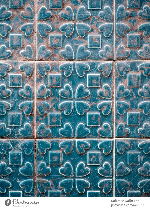 florale Fliesen in dunklem Türkisblau abstrakt Azulejo fliesen aufbringen Oberfläche Ornament Textur Muster Hintergrund portugiesisch traditionell