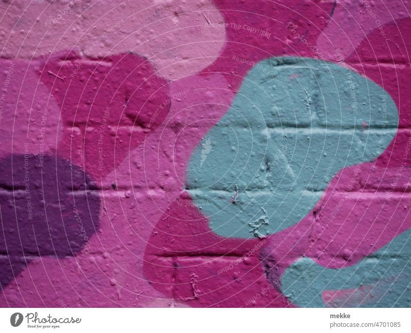Lila-Rosa Kuh auf Mauer Wand Farbe Graffiti Straßenkunst Wandmalereien Jugendkultur Kreativität Subkultur Schmiererei Fassade trashig Kunst Kultur Design lila