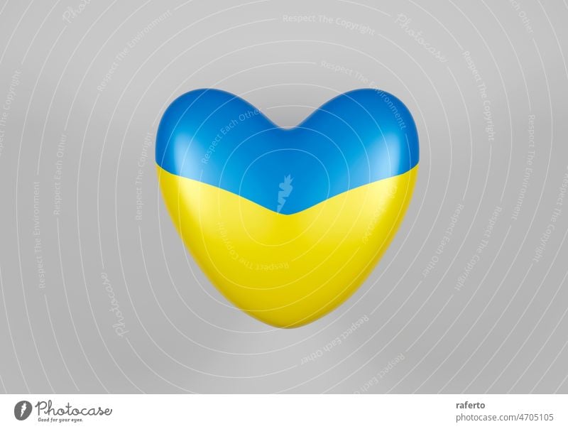 Ukraine Insignia Heart Shape. 3d Illustration Fahne patriotisch Patriotismus Stolz Schilder Emblem Grafik u. Illustration Ikon Symbol Ukrainer Knöpfe Insignien
