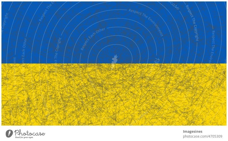 Landesflagge gemalt. Flagge der Ukraine. Ukrainische Flagge mit Kratzern. abstrakt hintergrund Hintergründe Transparente Farben konzept konflikt krise Kulturen