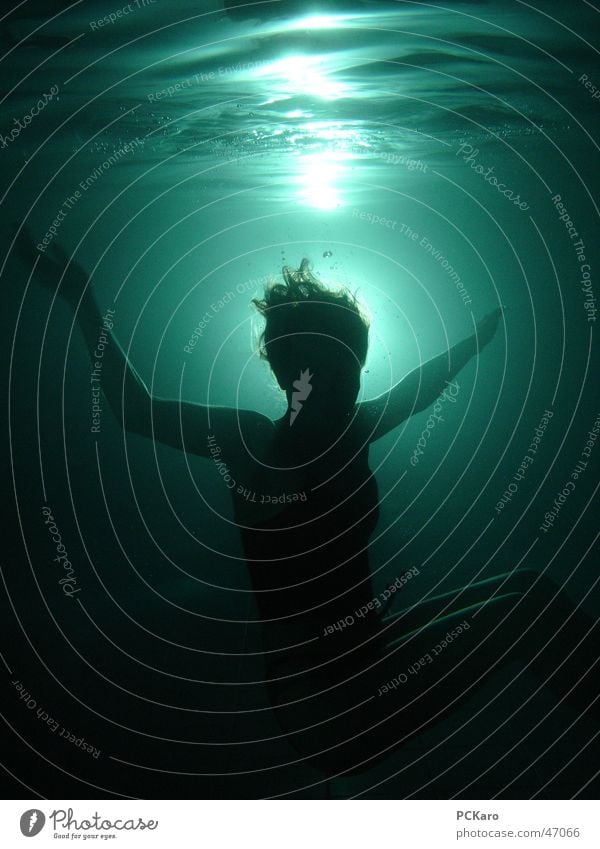 Drowned Gegenlicht Wellen Frau dunkel springen gruselig Unterwasseraufnahme Wasser Mensch Tod Haare & Frisuren