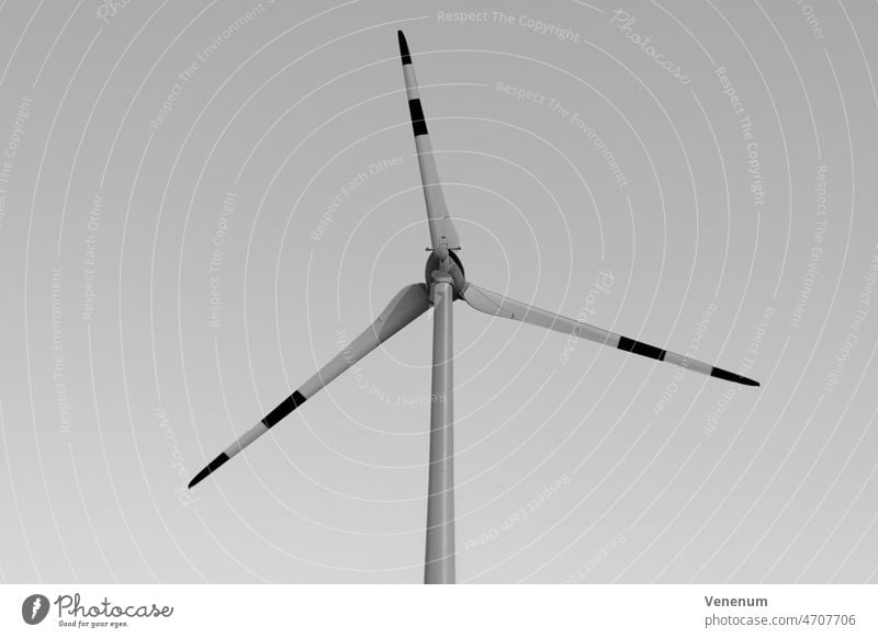 Große Windkraftanlage in schwarz-weiß Windturbinen grüner Strom Elektrizität Energieerzeugung Himmel Landschaft Windpark Windenergie elektrisch Stromnetz