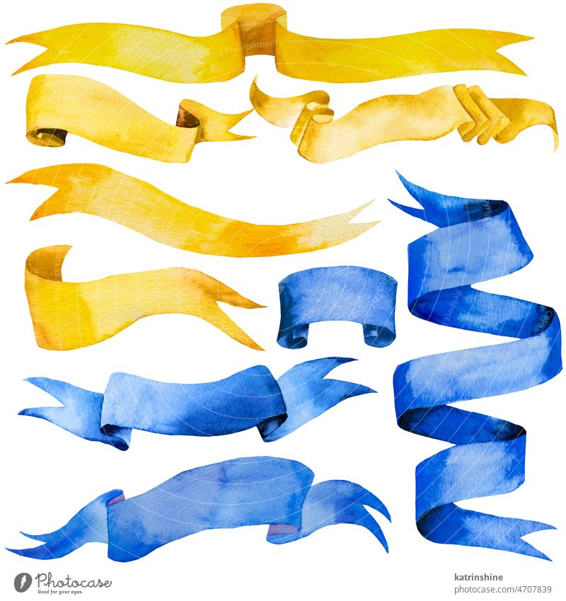 Blaue und gelbe Aquarellbanner im Vintage-Stil mit Kopierbereich Kunstwerk Element handgezeichnet Feiertag vereinzelt kennzeichnen Seide Textur Transparente