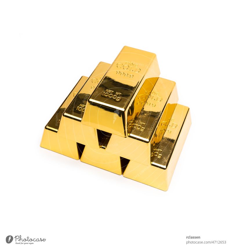 Goldbarren isoliert auf weiß gold Bar Bars vereinzelt Hintergrund glänzend finanziell Metall Finanzen Investition Kostbarkeit Konzept Baustein golden Vermögen