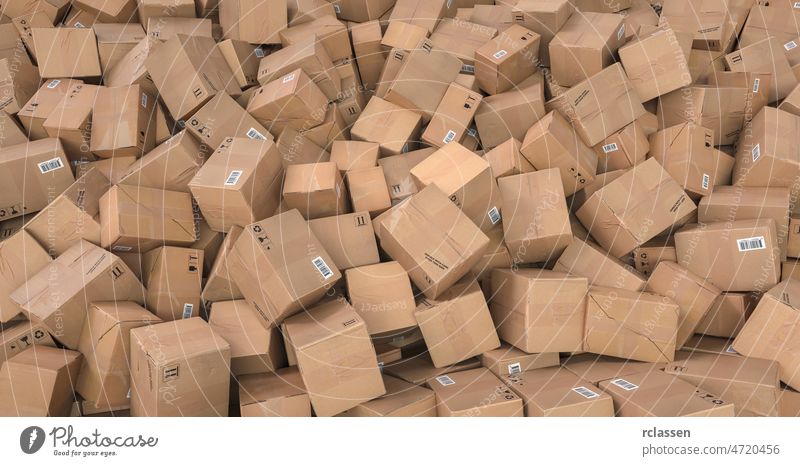 Stapel von braunen Kartons Hintergrund Header, Logistik und Lieferung Konzeptbild Kasten Ostern chaotisch Güterverkehr & Logistik Ladung Weihnachten viele