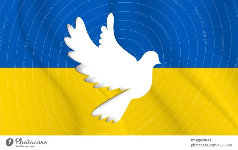 Silhouette einer Taube in den Farben der ukrainischen Flagge. Kampf für den Frieden. Illustration kunst Angriff blau Geschäft konzepte konflikt Land kreativ